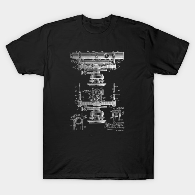 convertible builder's level and transit Vintage Patent Drawing T-Shirt by TheYoungDesigns